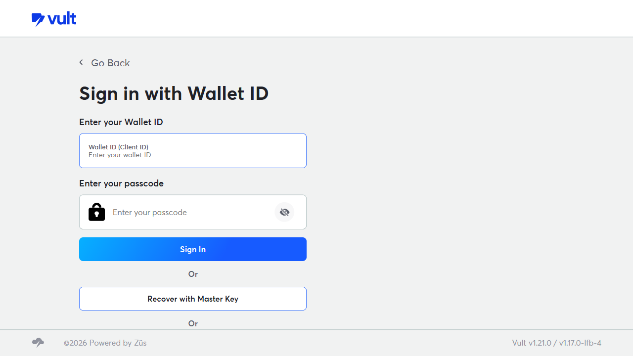 Sign in with Wallet ID form
