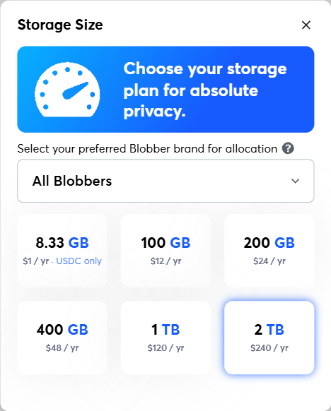 The in-app plan selection dialog